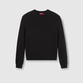 Cashmere sweater with Web intarsia - black