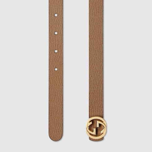 Reversible thin belt - white and beige leather