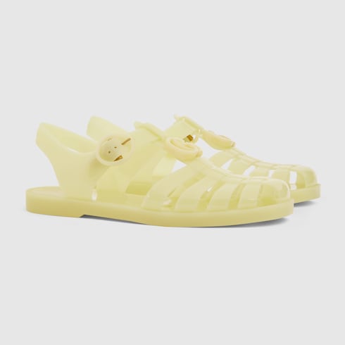 Women's sandal with Double G - yellow rubber