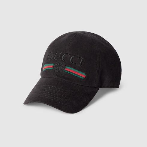 Cotton baseball hat with embroidery - black