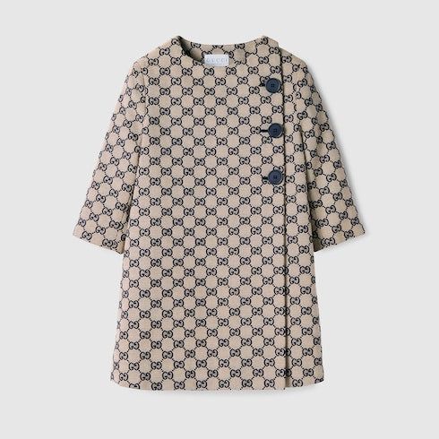 Children's GG canvas coat - beige and blue