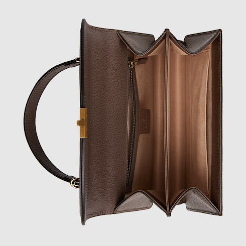 Ophidia medium top handle bag - beige and ebony GG Supreme
