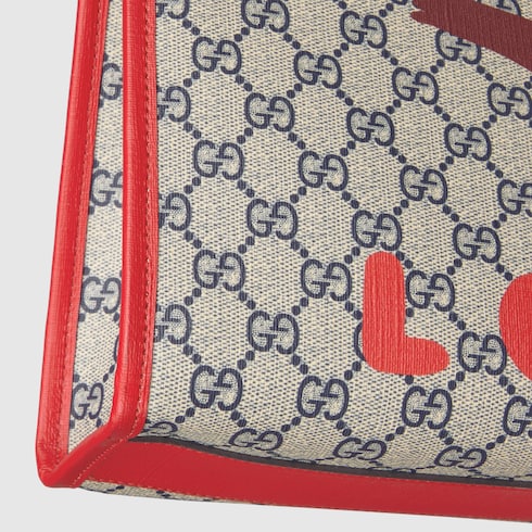 Children's printed GG tote bag - beige and blue GG Supreme