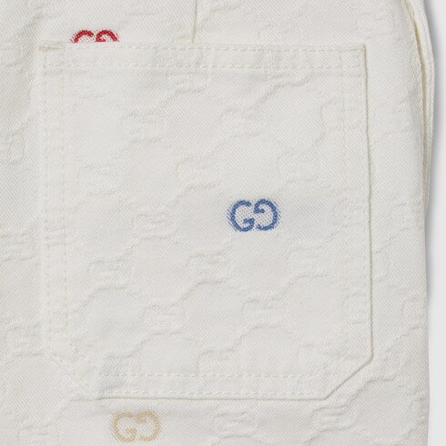 Children's GG cotton shorts - white and multicolor