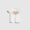 Baby cotton T-shirt with print - white