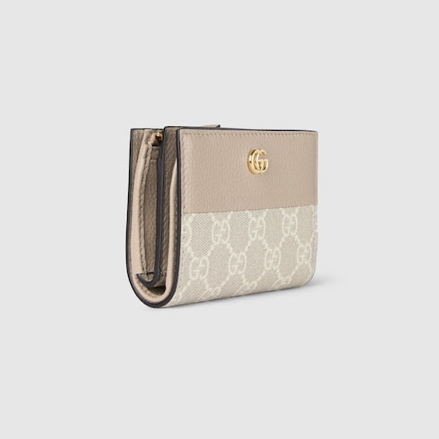 Bi-color GG Marmont small wallet - beige and white GG Supreme