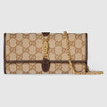 Gucci Jackie wallet on chain - sand and brown GG canvas