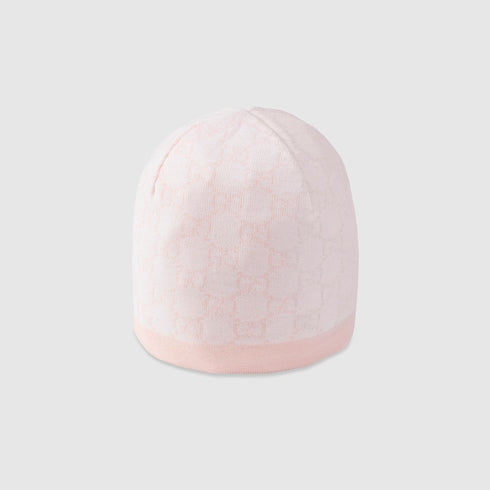 Baby GG pattern wool hat - White And Pink GG Wool