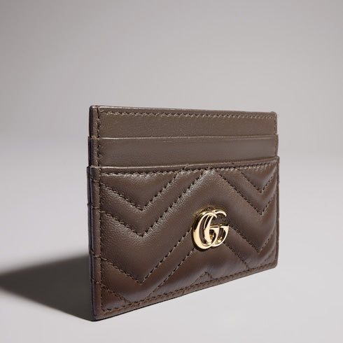 GG Marmont card case - dark taupe leather