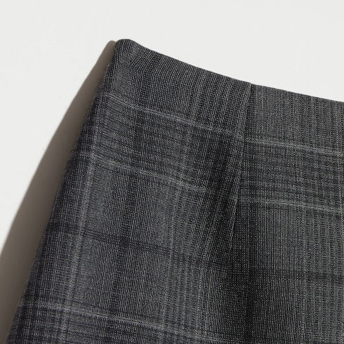 Checked fine wool mini skirt - grey and beige