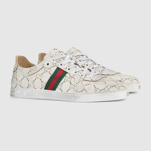 Women's Stretch low-top sneaker - white GG leather