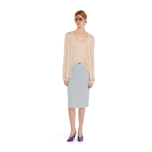 Fine silk cardigan with GG crystals - light pink