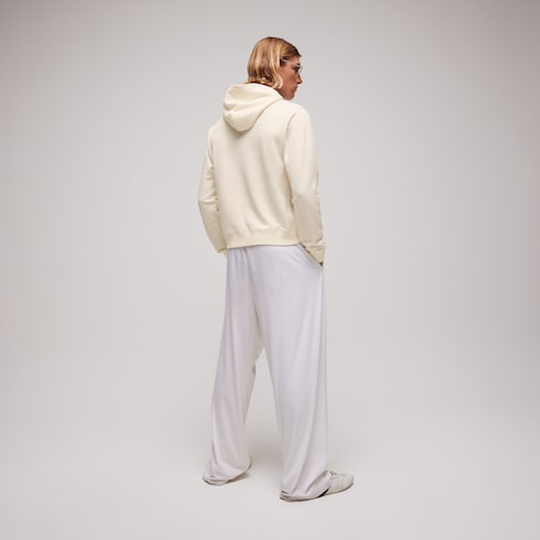 Cashmere jersey sweatshirt with embroidery - white