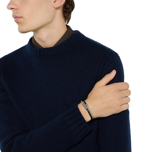 Double bracelet with GG detail - black leather