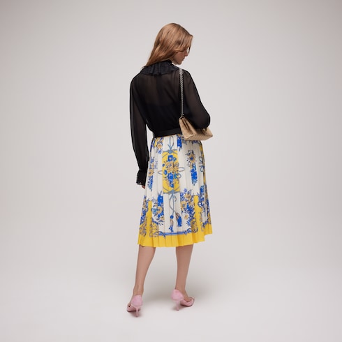 Printed silk midi skirt - multicolor