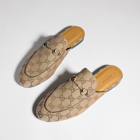 Women's Princetown slipper - beige and ebony Orignal GG canvas