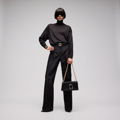 GG Marmont thin belt - black leather