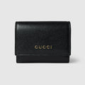 Bi-fold card case with Gucci lettering - black leather
