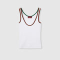 Cotton tank top with Web - white
