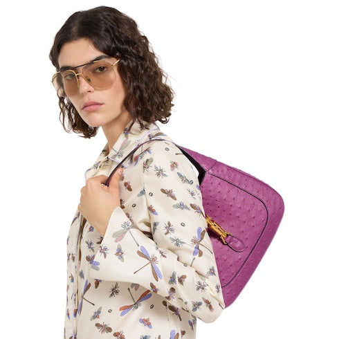 Gucci Jackie 1961 ostrich medium bag - purple