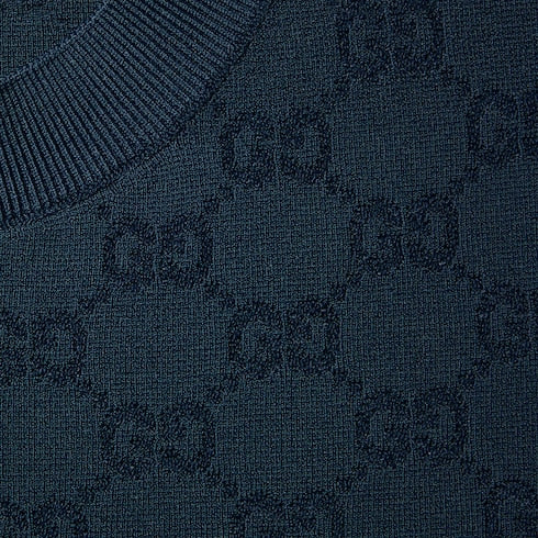 GG fine fabric jacquard top - navy