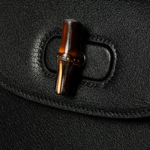 Bamboo mini bag - black leather