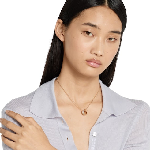 Gucci Blondie crystal pendant necklace - light gold-toned brass