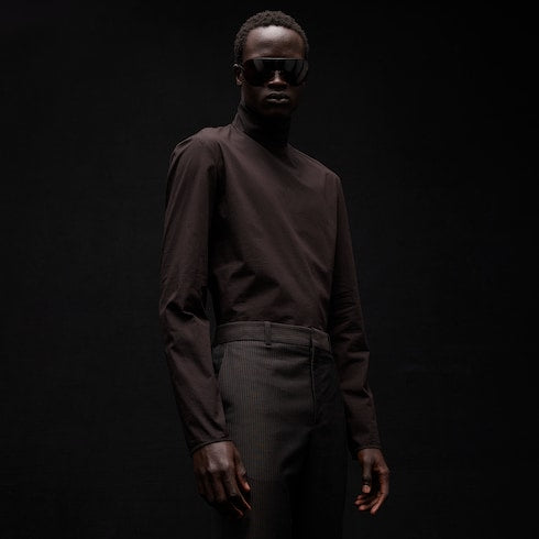 Cotton poplin shirt - dark brown