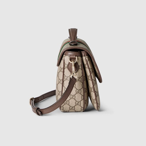 Ophidia medium top handle bag - beige and brown GG fabric