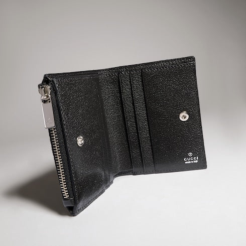 Small wallet with Gucci plaque - black GG denim