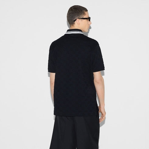 GG stretch cotton polo - black and white