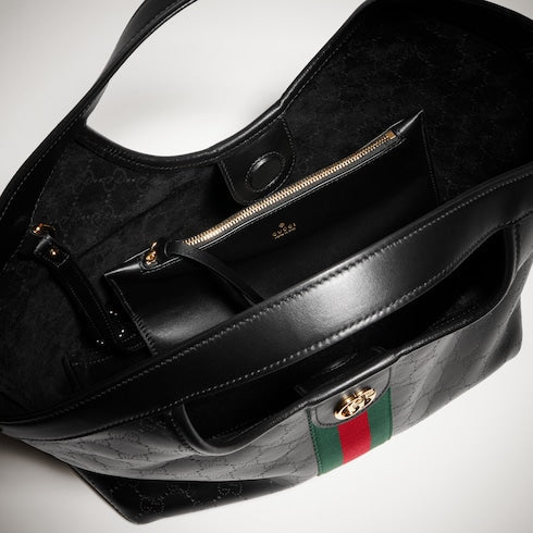 Gucci Giglio small tote bag - black GG leather