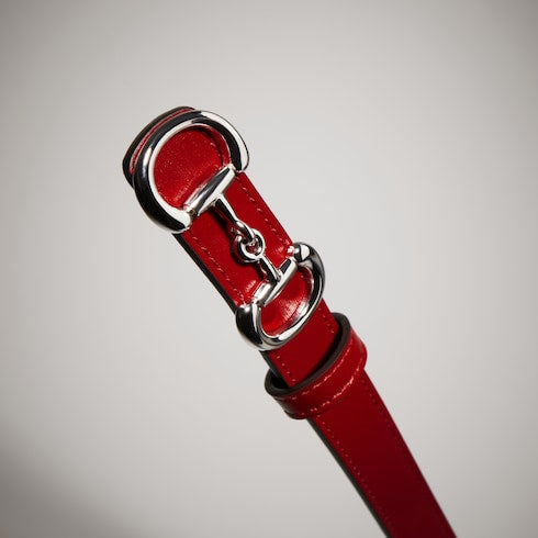 Thin belt with Horsebit buckle - red leather