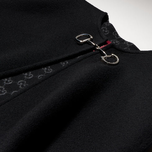 Wool and silk Horsebit cape - black and grey