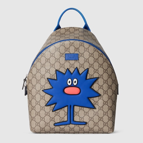 Children's GG backpack with prints - beige and brown GG Supreme