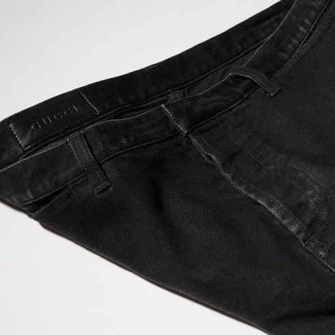 Stretch cotton denim pants - black