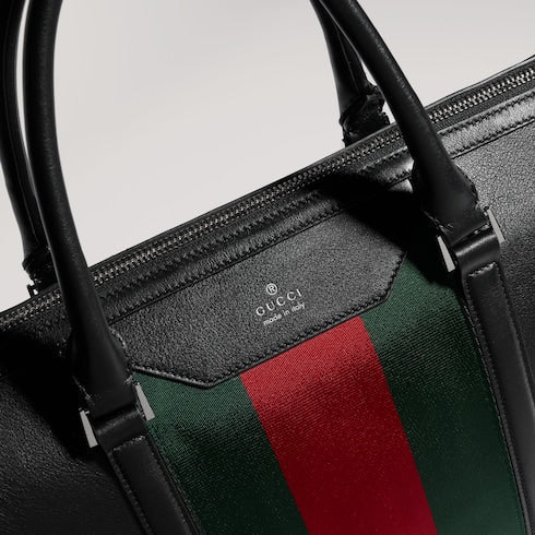 Mega Web Trademark medium briefcase - black leather
