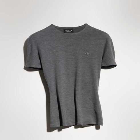 Silk jersey T-shirt with embroidery - grey