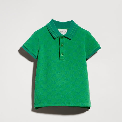 Baby GG cotton polo shirt - green and dark green