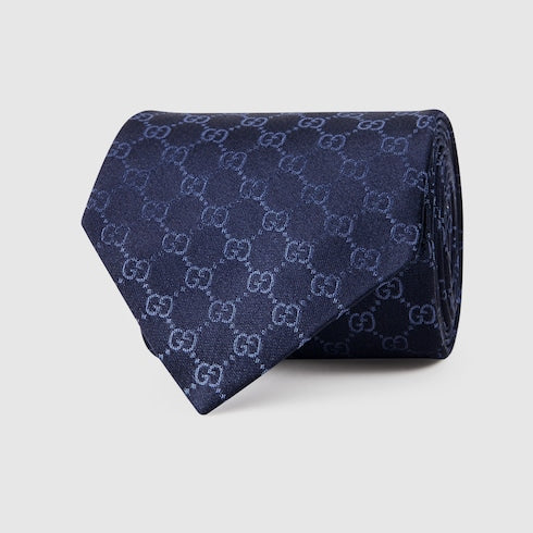 GG silk tie - Navy Blue