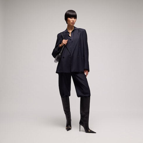 Light wool pants - dark blue
