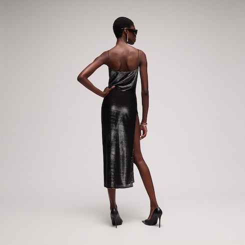 Jersey dress with iridescent effect - black