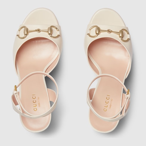 Women's Horsebit platform sandal - white leather