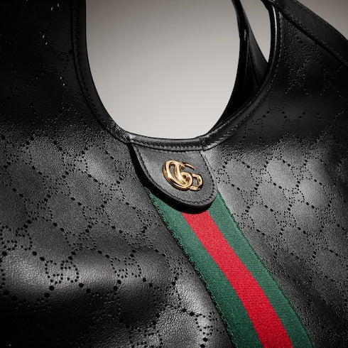 Gucci Giglio small tote bag - black GG leather