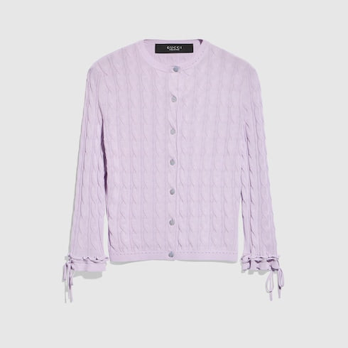 Braided cotton blend cardigan - lilac