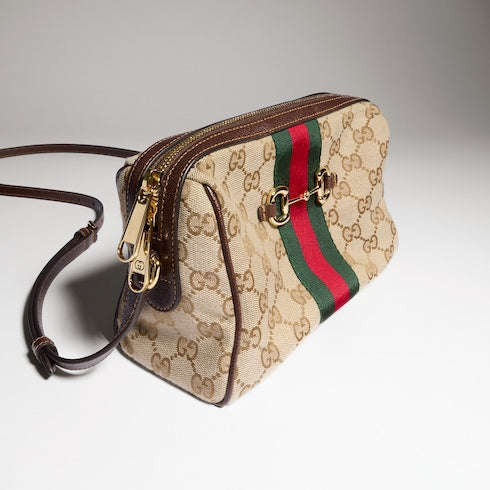 Gucci Horsebit Web small camera bag - sand and brown GG canvas