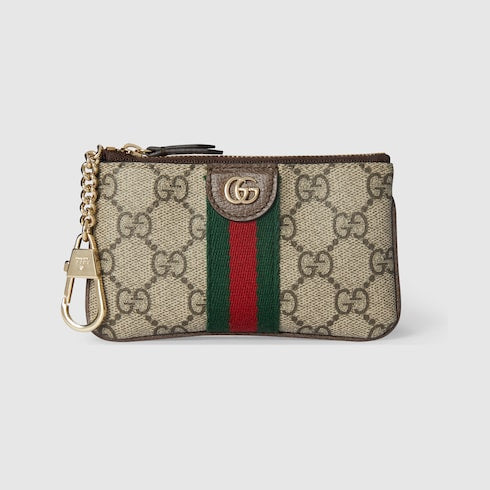 Ophidia zip key pouch - beige and brown GG Supreme