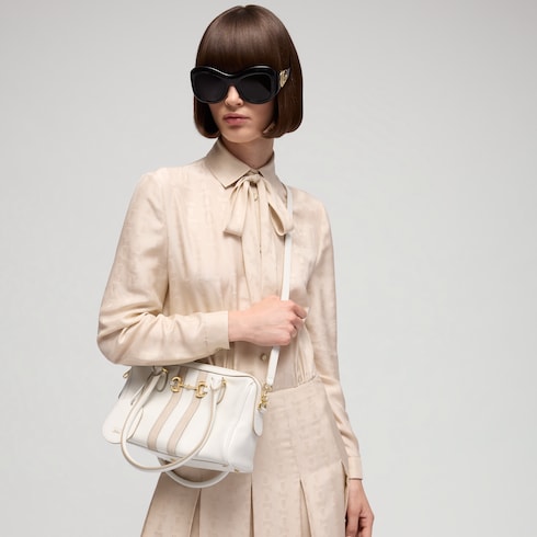 Borsetto medium boston bag - white leather