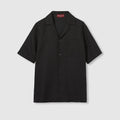 GG canvas linen blend bowling shirt - black