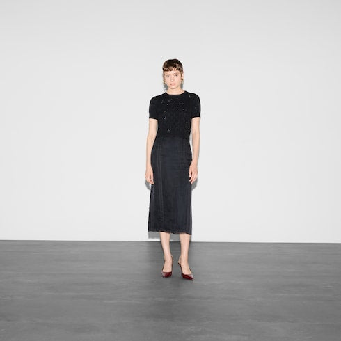 Fine wool GG crystal top - black